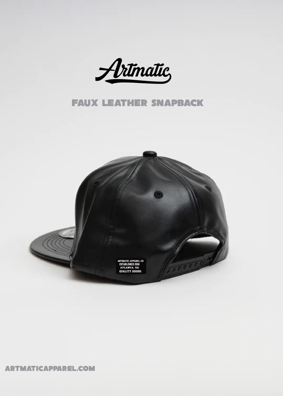 Artmatic Faux Leather Snapback (Black)
