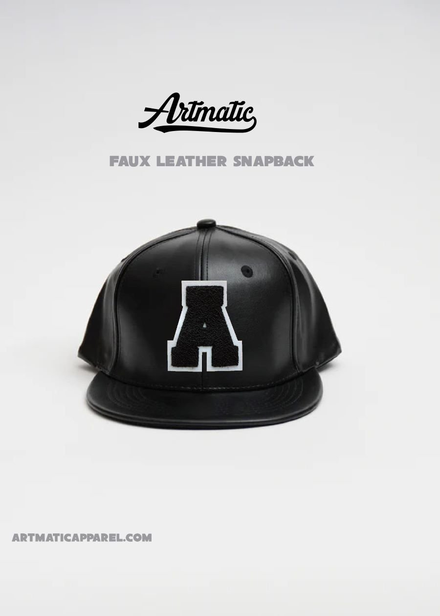Artmatic Faux Leather Snapback (Black)