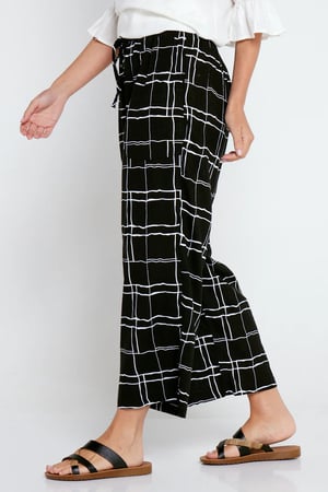 Image of Anne Linen/ Cotton Pants - Black/White Checked 