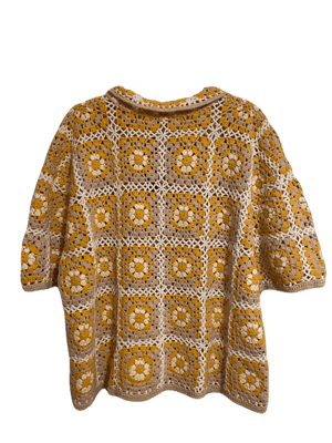 NO MAINTENANCE Yellow Floral Crochet Shirt