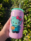 Iridescent Glass Can Cup with Plastic Lid - Choose your Kitty
