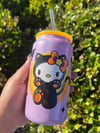 Iridescent Glass Can Cup with Plastic Lid - Choose your Kitty