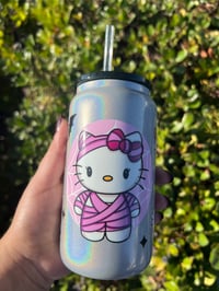 Image 2 of Choose Your Kitty - Iridescent Glass Can Cup with Plastic Lid
