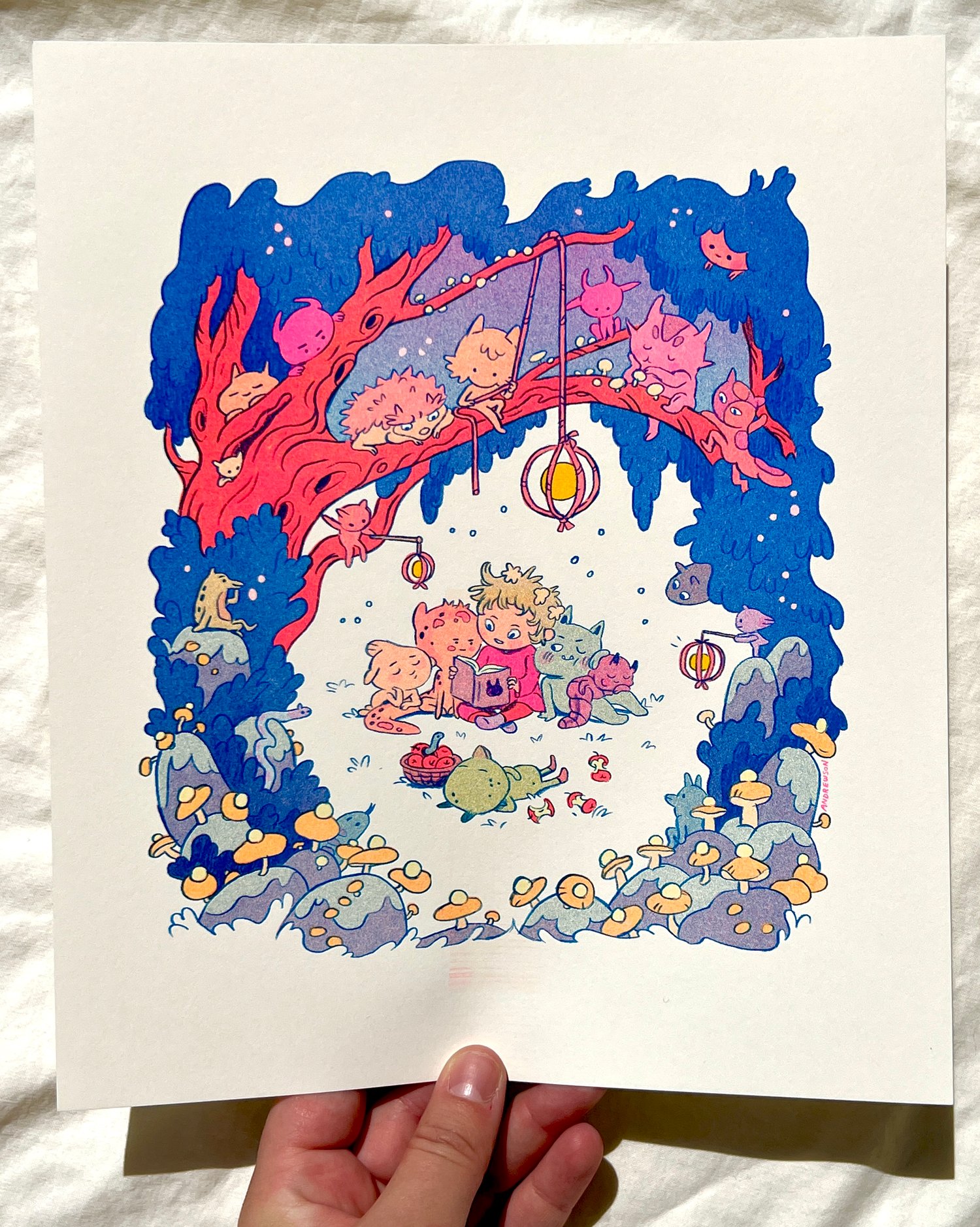 Small Bedtime Story Risograph Print 
