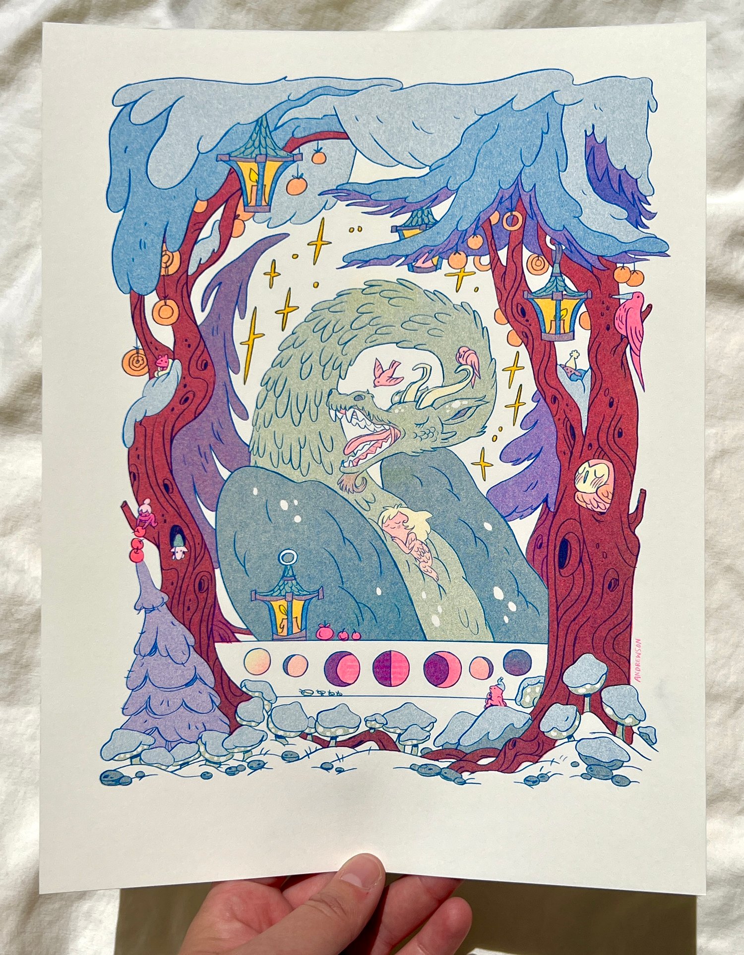 Winter Dragon Riso Print