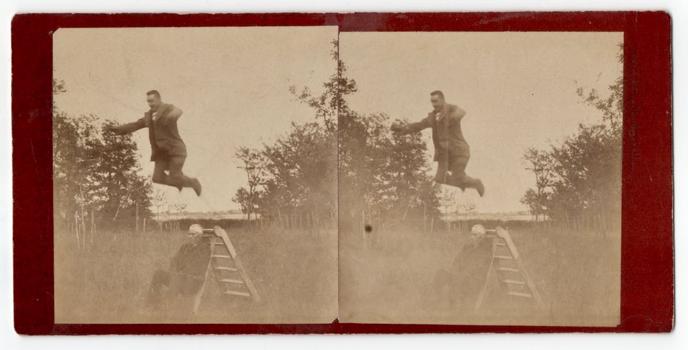 Image of Anonyme: early snapshot of a man jumping, ca. 1890