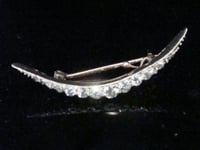 Image 1 of EDWARDIAN 18CT YELLOW GOLD PLATINUM SILVER DIAMOND CRESCENT BROOCH 0.75CT