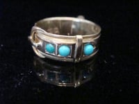 Image 1 of VICTORIAN 15CT YELLOW GOLD TURQUOISE BUCKLE RING BAND