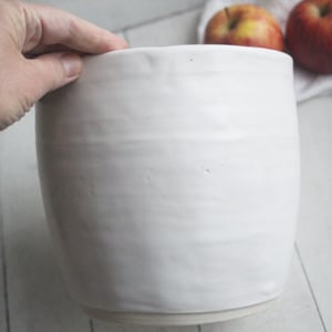 Image of Large Utensil Holder in Rustic Modern Matte White Glaze, Ceramic Crock, Made in USA