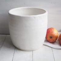Image 2 of Large Utensil Holder in Rustic Modern Matte White Glaze, Ceramic Crock, Made in USA