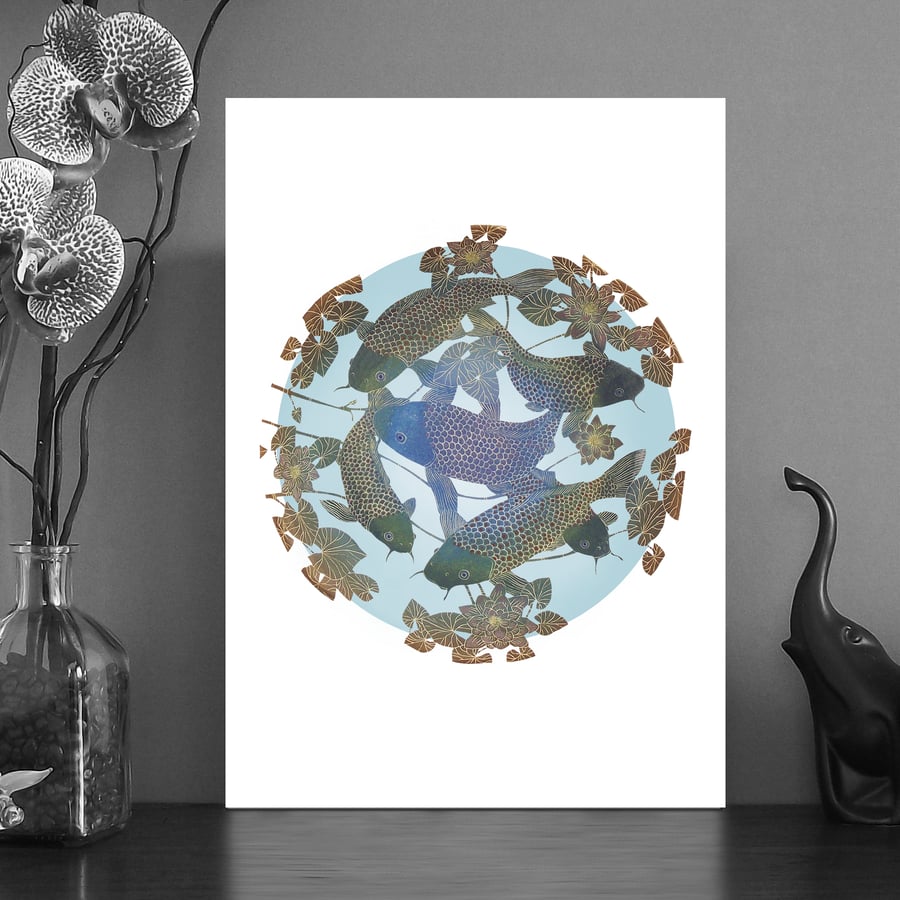 Image of Carp & water-lily A4 & A5 prints