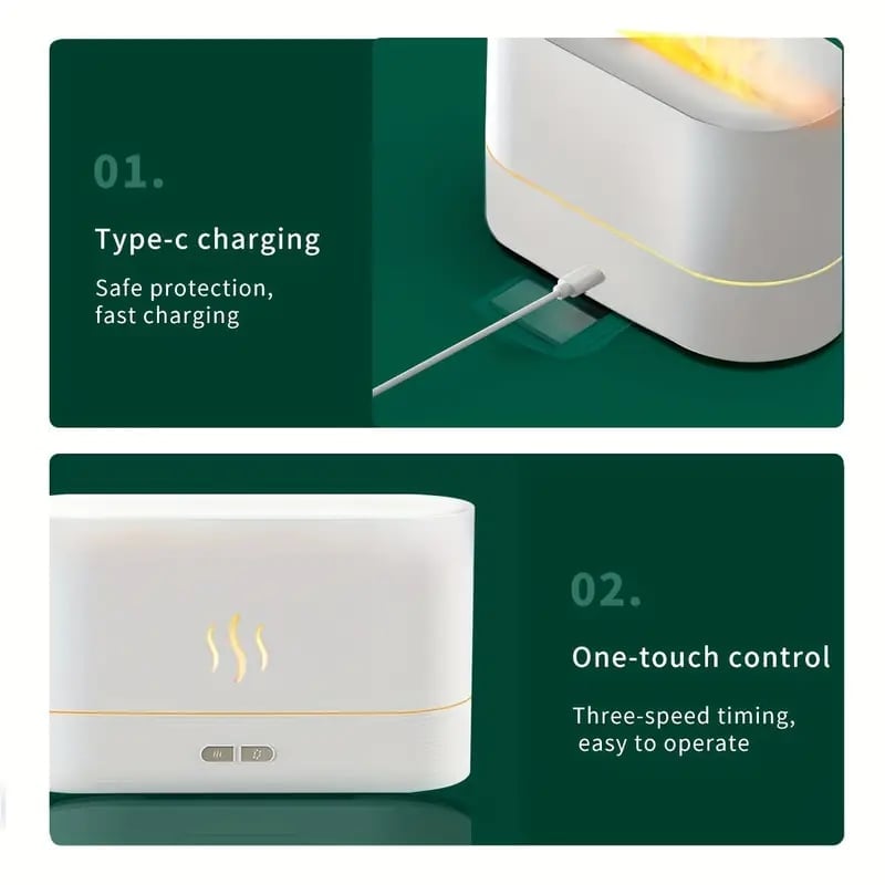 SereneFlame Humidifier: Flame Atmosphere & Ultrasonic Bliss