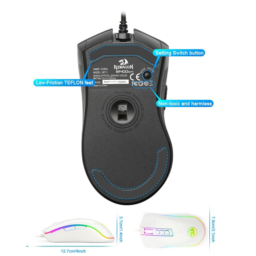 MSL Wired Gaming Mouse - 16.8 Million RGB Color, 10000 DPI, 9 Buttons, Optical LED