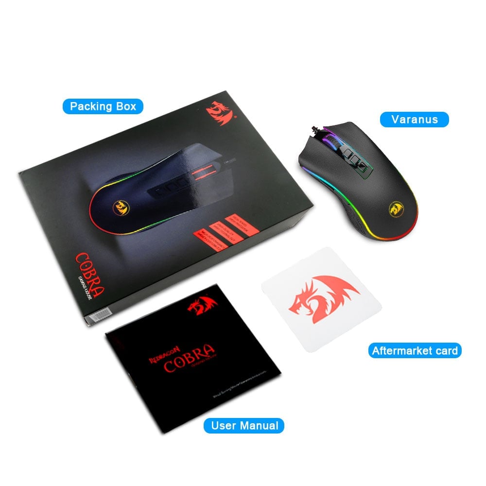 MSL Wired Gaming Mouse - 16.8 Million RGB Color, 10000 DPI, 9 Buttons, Optical LED