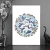 Hummingbirds & orchid A4 & A5 prints