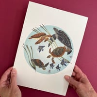 Image 3 of Swimming turtles A4 & A5 prints