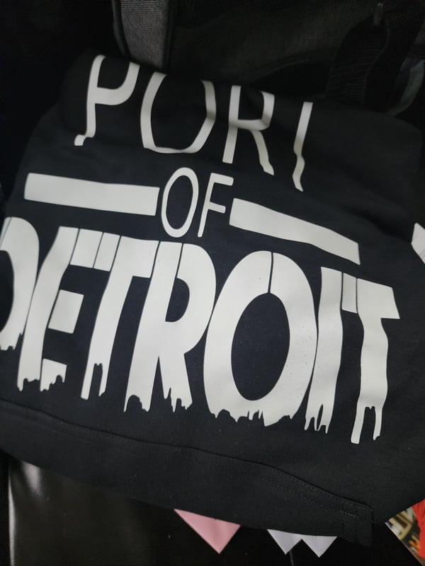 Image of Black and white PORT OF DETROIT hoodie