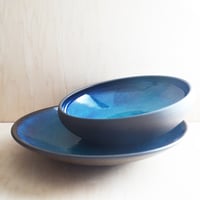 Image 3 of blue stoneware platter