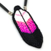 Miigwan Feather Beaded Pendant (Pink)