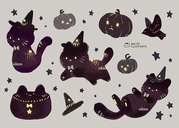 Image of Witch Cat Sticker Sheet