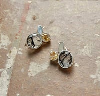 Image 1 of Claw set tourmalated quartz and citrine earrings 