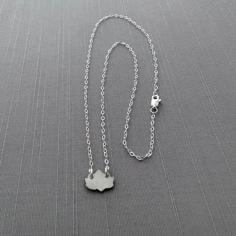 Tiny Sterling Silver Hand Cut Lotus Flower Necklace Image 5