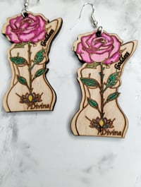 Image 2 of "Goddess Energy" Handcrafted Wooden Dangle Earrings