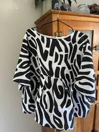 Image 1 of Black & White linen smock top