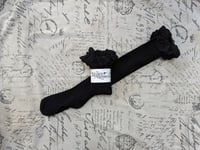 Image 1 of Scallop Cluny Lace Topped OTKs (Solid Black)