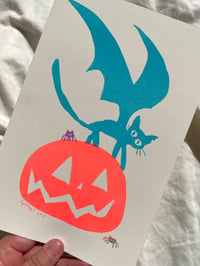 Image 2 of SpoOoky Cat Riso Print