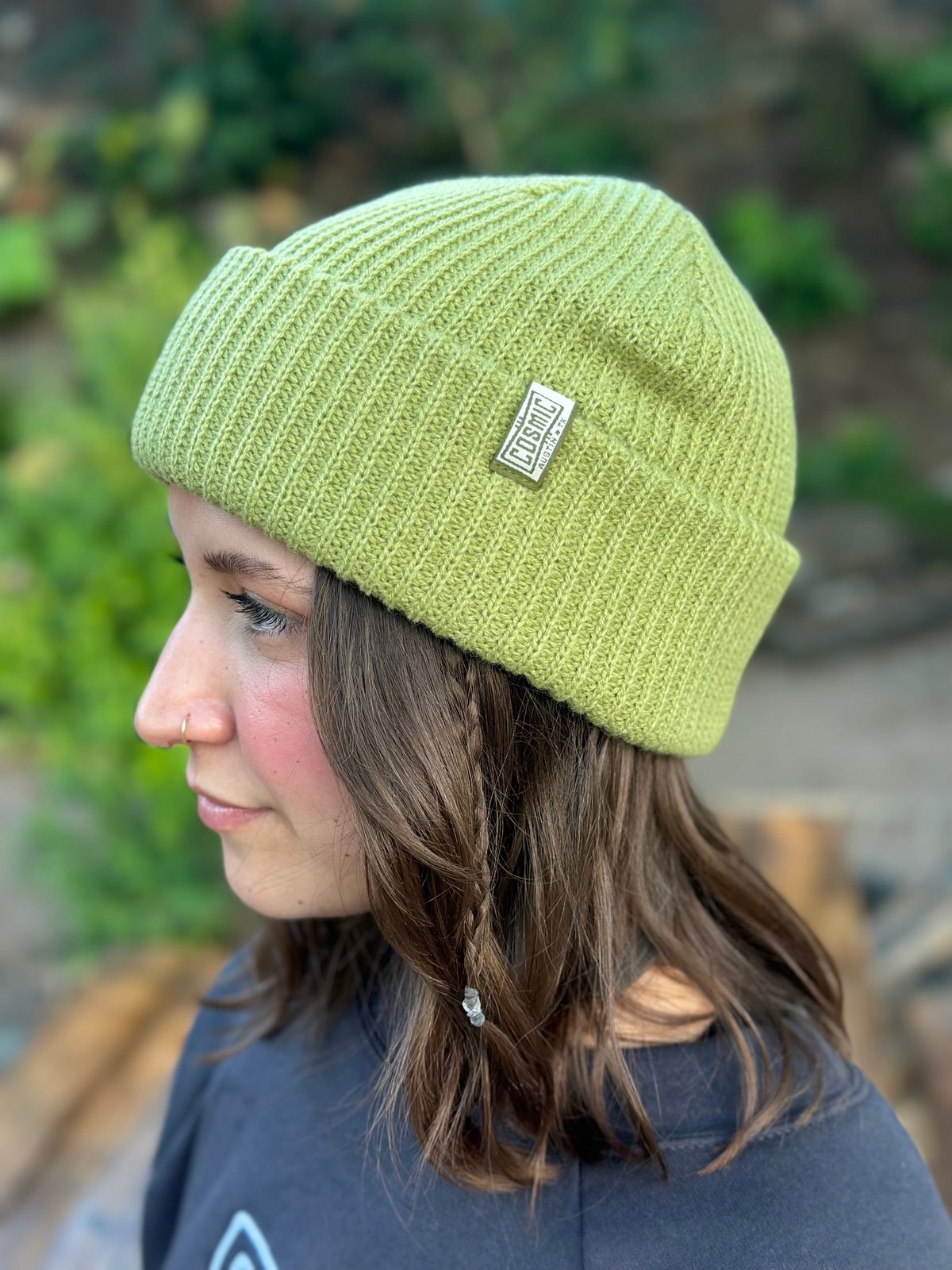 Light Green Beanie - Shortie Style | Cosmic Coffee + Beer Garden