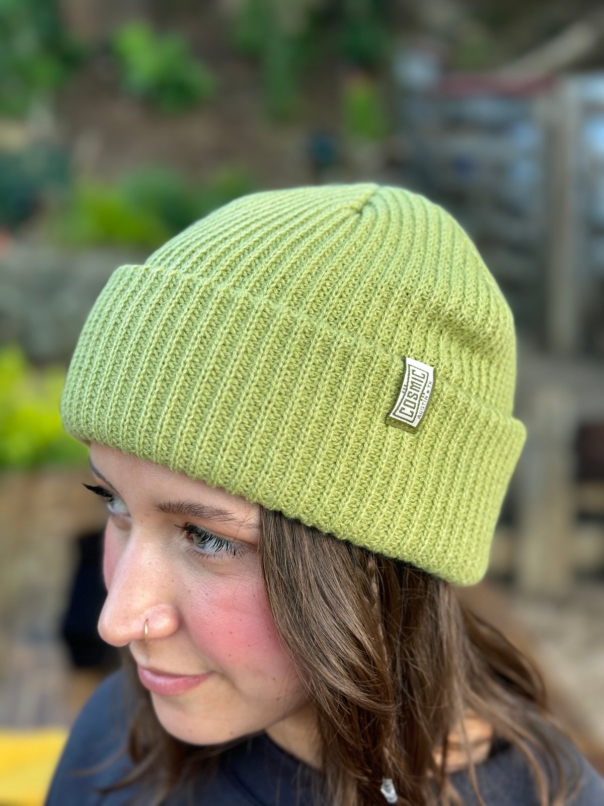 Light Green Beanie - Shortie Style | Cosmic Coffee + Beer Garden