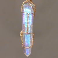 Image 3 of Angel Aura Quartz Laser Crystal 14k GF Pendant