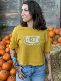 Image 1 of Crop Top - Mustard/Light Lavender Logo