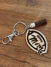 Football Mom Engraved Wooden Keychain