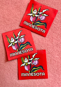 Image 1 of Minnesota Lady Slipper-Woven Sticker Patch