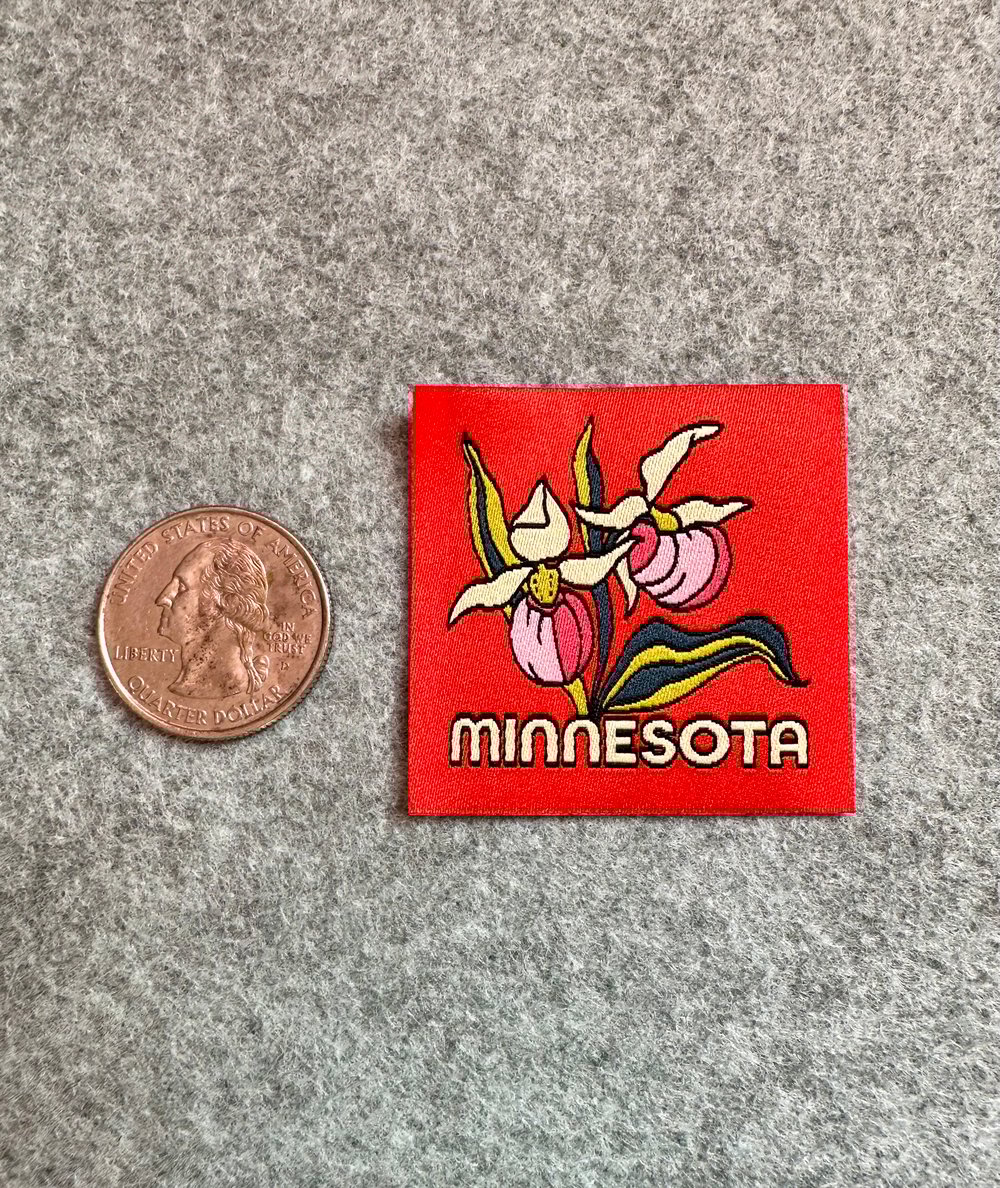 Minnesota Lady Slipper-Woven Sticker Patch