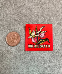 Image 2 of Minnesota Lady Slipper-Woven Sticker Patch