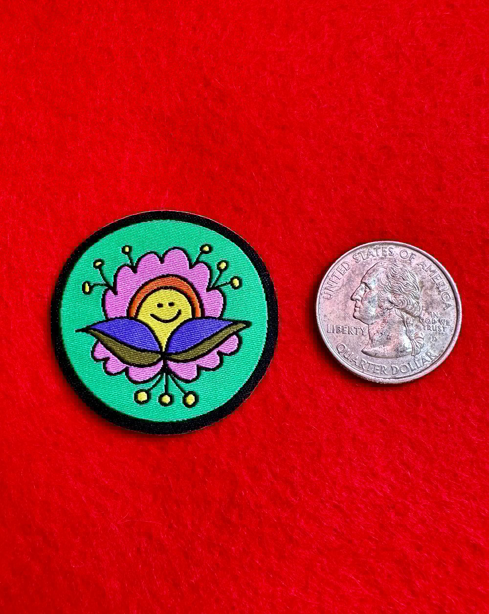 Smiling Flower Guy-Woven Sticker Patch