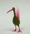 Green quirky bird, needle felted with welsh wool