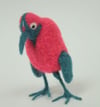 Pink and blue quirky bird wool sculpture