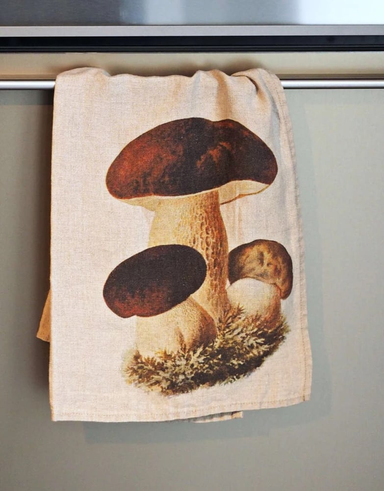 Image of torchon en lin Thème: Bolets ou Planche champignons