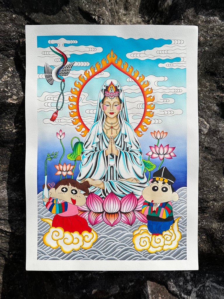 Crayon Guanyin Print