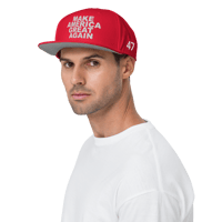 Image 5 of Red MAGA Cap, Make America Great Again, Trump 47, USA Flag Snapback Hat