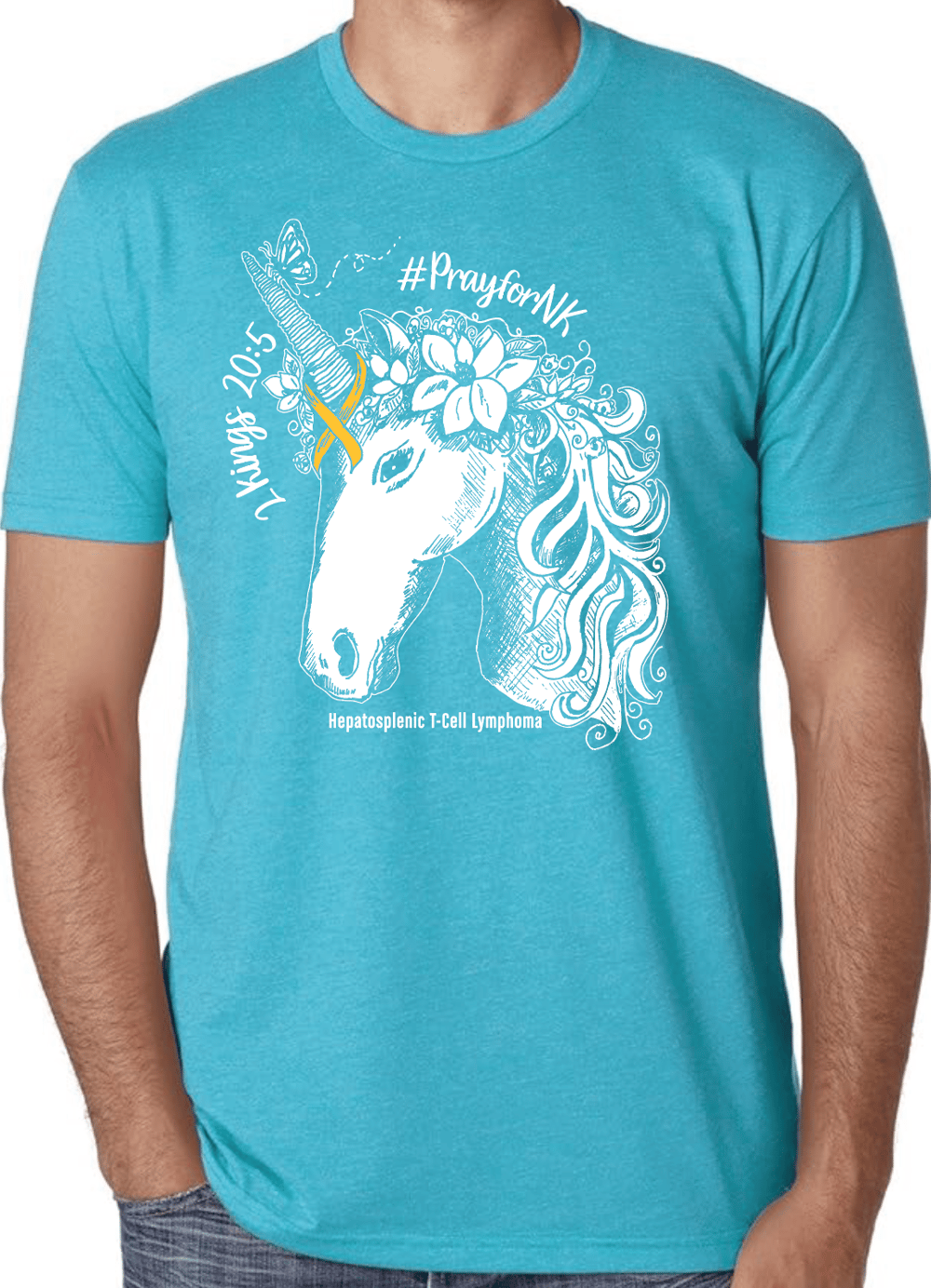 Image of Adult #PrayforNK Unicorn Tee “Next Level” Tahiti Blue