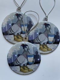 Image 1 of Holiday Ornament - NYC Coffee Pigeon