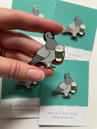 Image 1 of Coffee Pigeon Enamel Pin