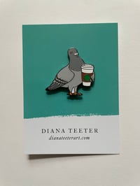 Image 2 of Coffee Pigeon Enamel Pin