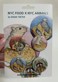 Image 3 of NYC Animals x NYC Food Four Button Pin Set