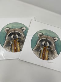 Image 3 of NYC Animals - Hot Dog Loving Raccoon Print